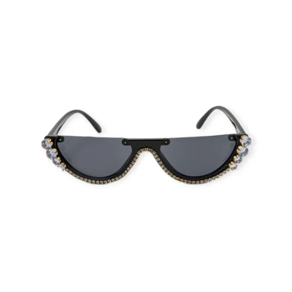 Rhinestone Decor Half Frame Sunglasses - Picture 2 of 5
